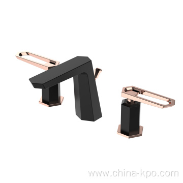 Mattblack and Rosegold Double Handle Basin Mixer